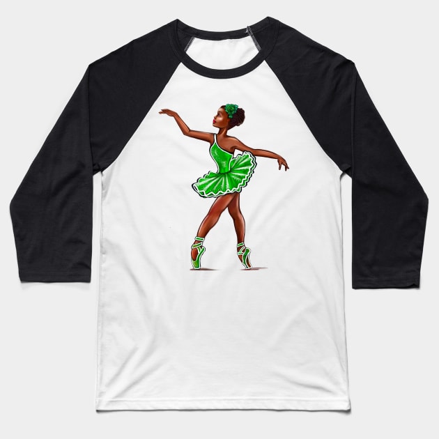 African American, Black ballerina girls with corn rows ballet dancing 7 ! black girl with Afro hair and dark brown skin wearing a aqua blue tutu. Love Ballet Baseball T-Shirt by Artonmytee